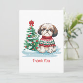 Dank je Kerstmis Shih Tzu Hond Bedankkaart (Staand voorkant)