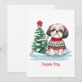 Dank je Kerstmis Shih Tzu Hond Bedankkaart (Voorkant / Achterkant)