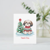 Dank je Kerstmis Shih Tzu Hond Briefkaart (Staand voorkant)