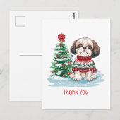 Dank je Kerstmis Shih Tzu Hond Briefkaart (Voorkant / Achterkant)