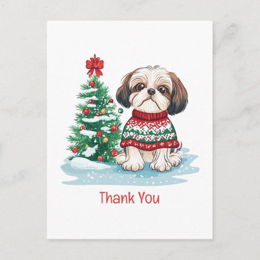 Dank je Kerstmis Shih Tzu Hond Briefkaart (Voorkant)