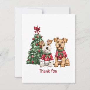 Dank je Kerstmis Welshe Wire Fox Terrier Honden Bedankkaart