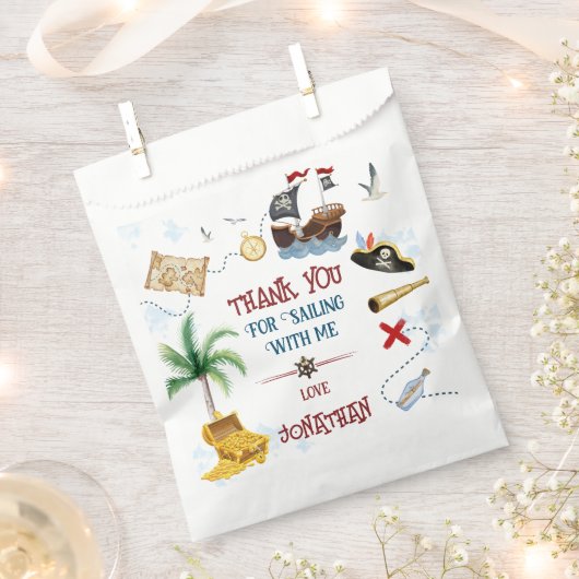Dank je Kinder piratenpartij Baby-verjaardag Bedankzakje (Geknipt)
