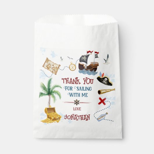 Dank je Kinder piratenpartij Baby-verjaardag Bedankzakje (Voorkant)