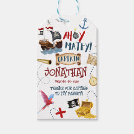 Dank je Kinder piratenpartij Baby-verjaardag Cadeaulabel