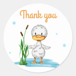Dank je kleine eendjes in het baby shower water ronde sticker