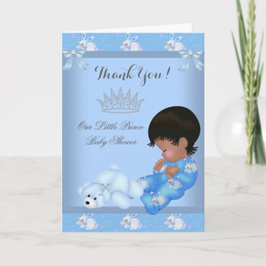 Dank je, kleine prins Baby shower Boy Blue AM Bedankkaart (Voorkant)
