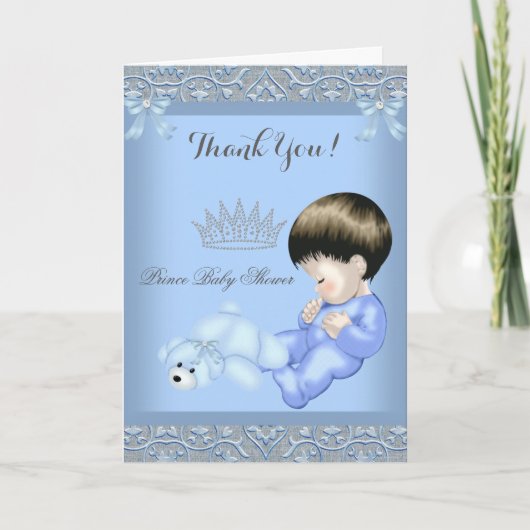 Dank je, kleine prins Baby shower Boy Blue Bedankkaart (Voorkant)