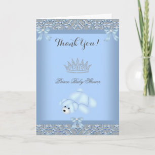 Dank je kleine prins baby shower jongen blauw 2 bedankkaart