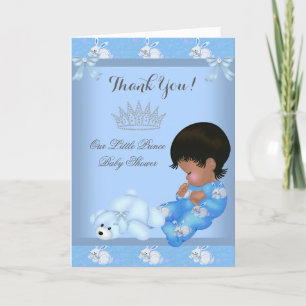 Dank je kleine prins baby shower jongen blauw AM Bedankkaart