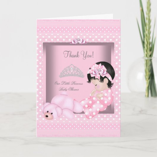 Dank je, kleine prinses Baby shower meisje roze Bedankkaart (Voorkant)