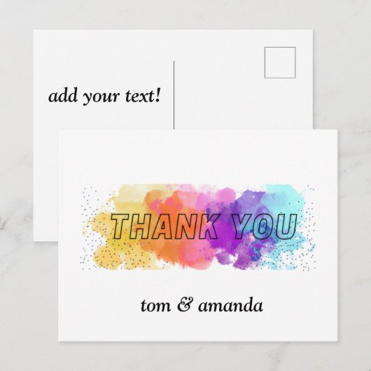 dank je kleur Vouw Uitnodiging (Voorkant / Achterkant)