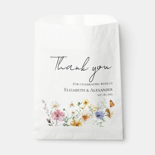 Dank je | Kleurrijke Wildflower Boho bruiloft Bedankzakje (Voorkant)