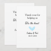 dank je knoop de knoop blauwe hart trouw rustic bedankkaart (Voorkant / Achterkant)