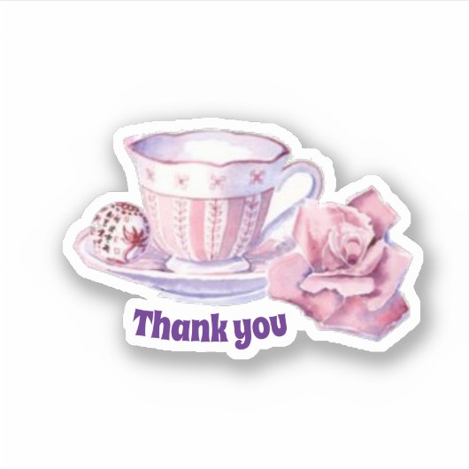 Dank je koffie en roos sticker (Voorkant)