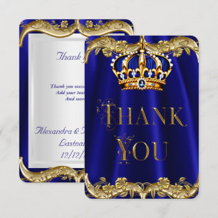 Dank Je Koninklijk Blauw Marine Trouw Goud Kroon Bedankkaart