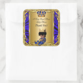 Dank je Koninklijke Prins Blauwe Baby Shower Konin Vierkante Sticker (Tas)