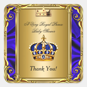 Dank je Koninklijke Prins Blauwe Baby Shower Weerb Vierkante Sticker