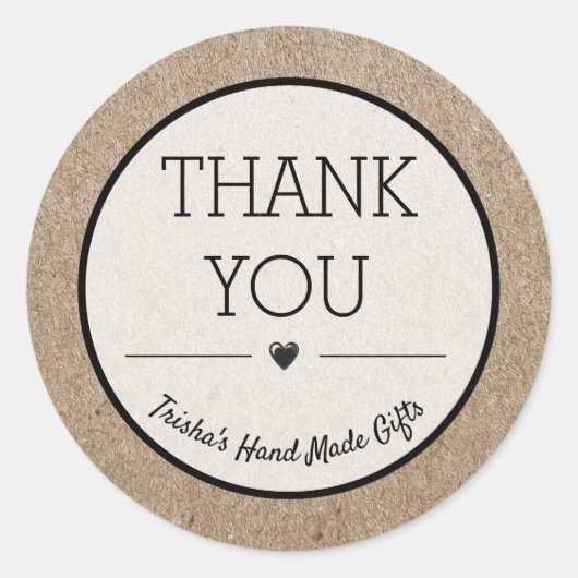 Dank je Kraft Papier Ontwerp Klein Zakelijk Ronde Sticker (Voorkant)