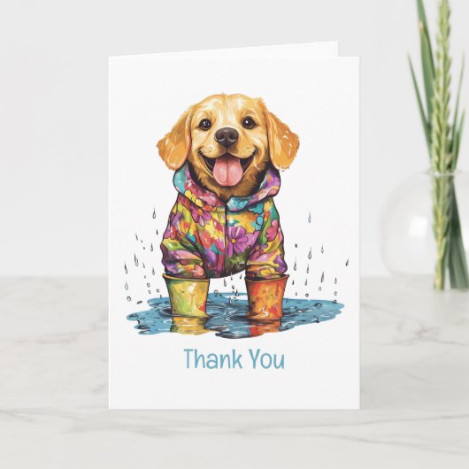 Dank Je Labrador Retriever Regenplas Bedankkaart (Voorkant)