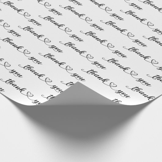Dank je lachend hart op wit cadeaupapier (Hoek)