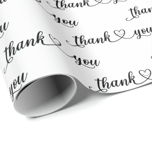 Dank je lachend hart op wit cadeaupapier (Rol Hoek)