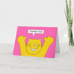 Dank je lachende Cartoon Ginger Cat Bedankkaart