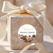 Dank je! Landelijke bloemige bruiloft Ronde Sticker