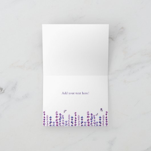 Dank je Lavendel en Vlinder Bedankkaart (Binnen)