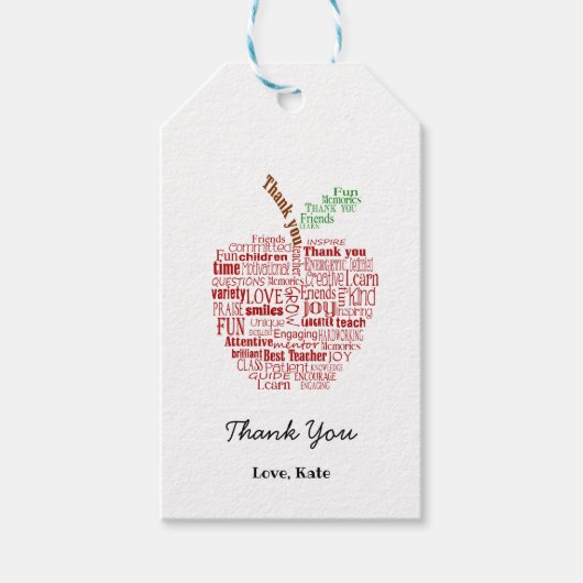 Dank je leerkracht appel cadeautag PTO Cadeaulabel (Voorkant)