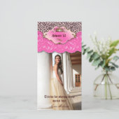 Dank je Leopard Lace Jewel Sweet 16 Roze Bedankkaart (Staand voorkant)