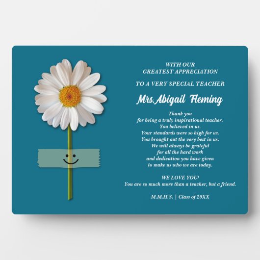 Dank je, leraar. Aangepast cadeautje voor glimlach Fotoplaat (voorkant)