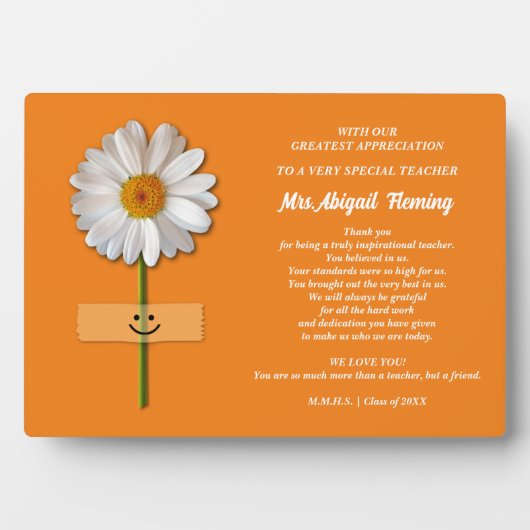Dank je, leraar. Aangepast cadeautje voor glimlach Fotoplaat (voorkant)