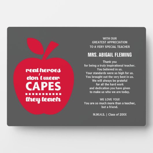 Dank je, leraar. Cadeaus voor onderwijzen Fotoplaat (voorkant)