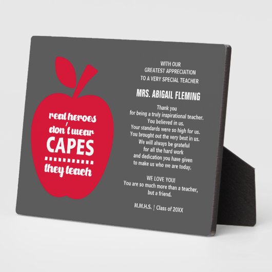 Dank je, leraar. Cadeaus voor onderwijzen Fotoplaat (Zijkant)