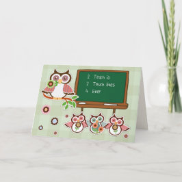 Dank je, leraar. Funny Owls Kaarten