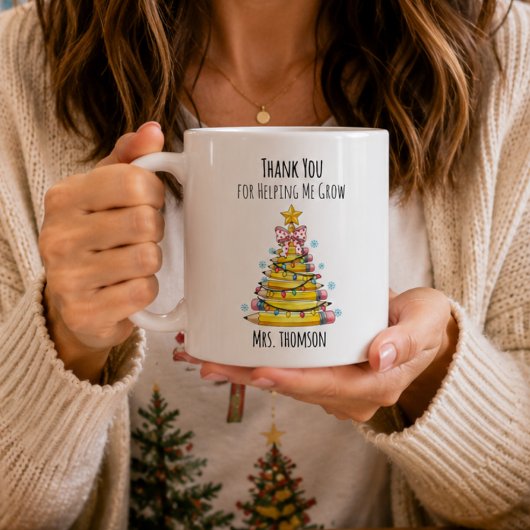 Dank je leraar Kerstboom Potlood  Koffiemok