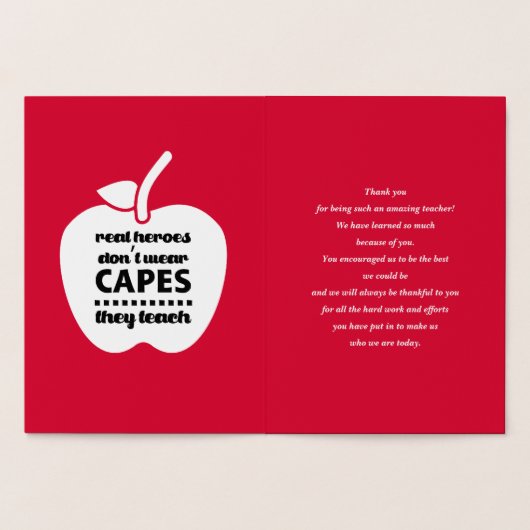 Dank je, leraar. luxe folie kaarten (Binnen)