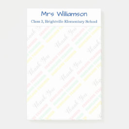 Dank je leraar naam klas school pastel post-it® notes