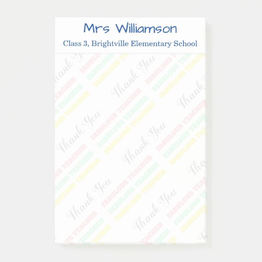 Dank je leraar naam klas school pastel post-it® notes (Voorkant)