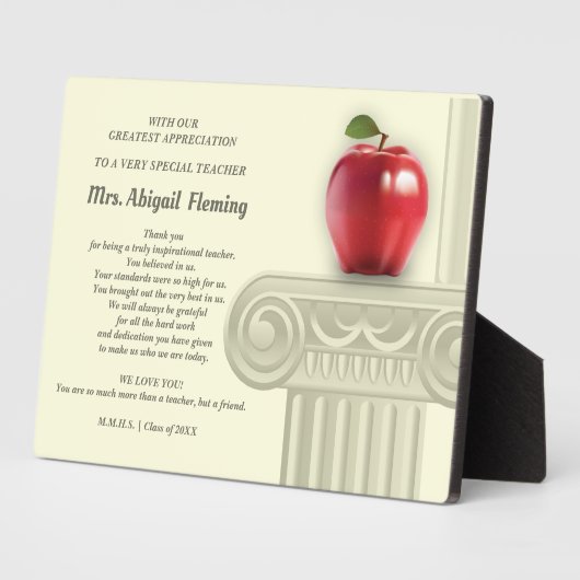 Dank je, leraar. onderwijssymbolen aangepaste naam fotoplaat (Zijkant)