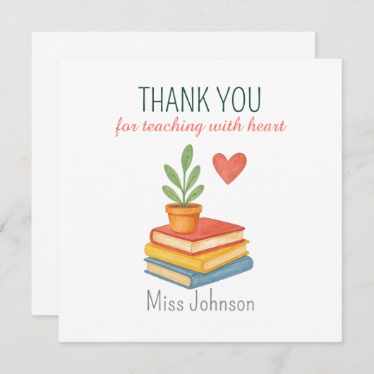 Dank je leraar - oprechte - platte Kaart (Voorkant / Achterkant)