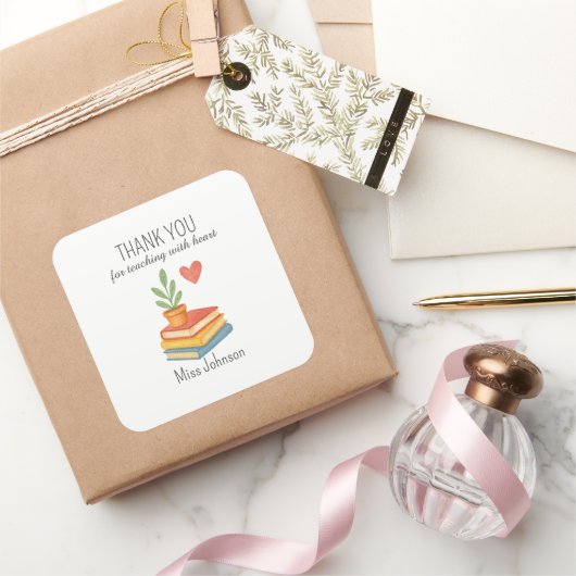Dank je leraar - oprechte waardering vierkante sticker (Geschenken)