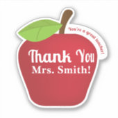 Dank je leraar Red Apple gepersonaliseerd Sticker (Voorkant)