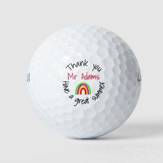 Dank je leraar regenboog golfballen (Voorkant)