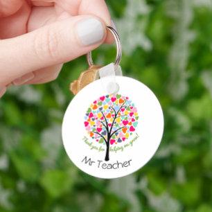 Dank je leraar regenboog hart boom cadeau sleutelhanger