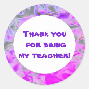Dank Je Leraar Roze Paarse Tie-Dye Waardering Ronde Sticker