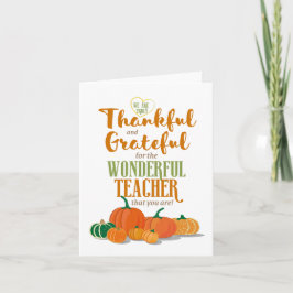 Dank Je Leraar Thanksgiving Thema Kaart