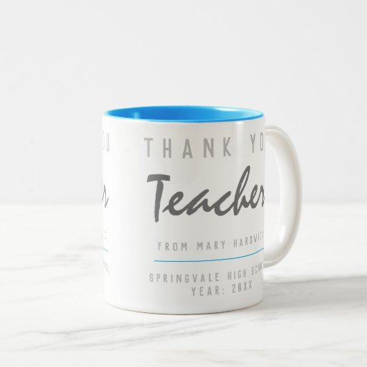 Dank je leraar tweekleurige koffiemok (Voorkant rechts)
