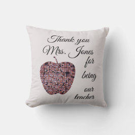 Dank je leraar waardering mozaïekrode appel kussen